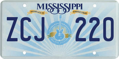 MS license plate ZCJ220