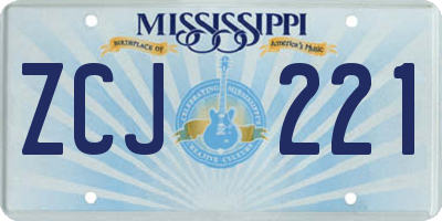 MS license plate ZCJ221