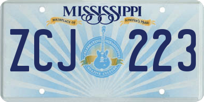 MS license plate ZCJ223