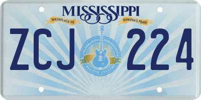 MS license plate ZCJ224