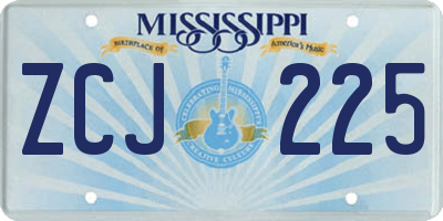 MS license plate ZCJ225