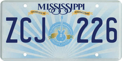MS license plate ZCJ226