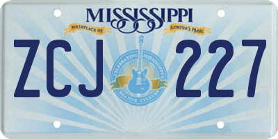 MS license plate ZCJ227