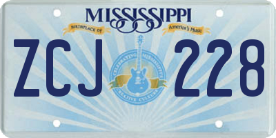MS license plate ZCJ228