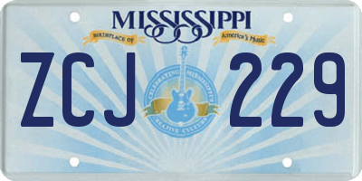 MS license plate ZCJ229