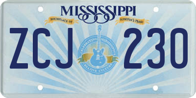 MS license plate ZCJ230