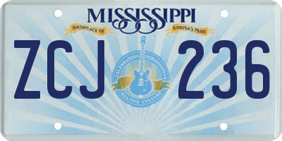 MS license plate ZCJ236