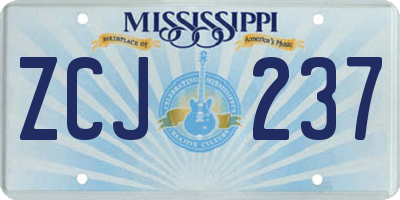 MS license plate ZCJ237