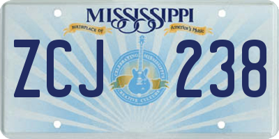 MS license plate ZCJ238