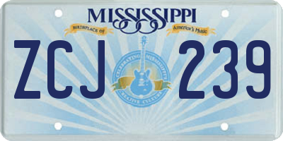 MS license plate ZCJ239