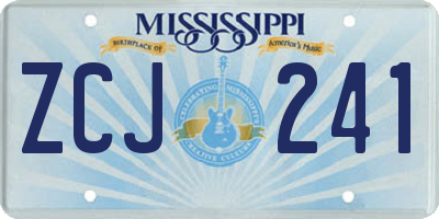 MS license plate ZCJ241