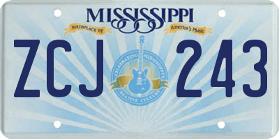 MS license plate ZCJ243