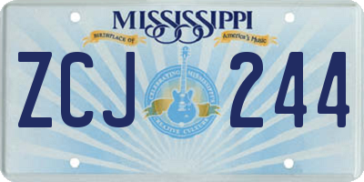 MS license plate ZCJ244
