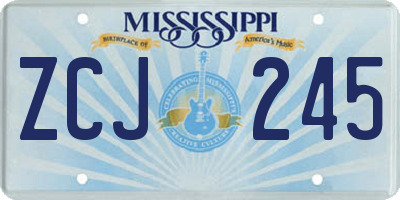 MS license plate ZCJ245
