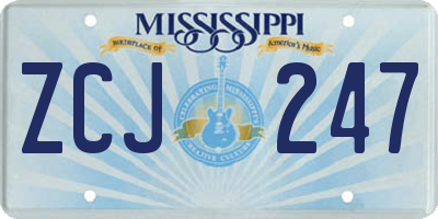 MS license plate ZCJ247