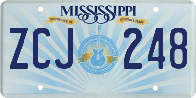 MS license plate ZCJ248
