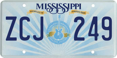MS license plate ZCJ249