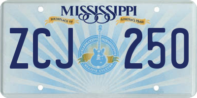 MS license plate ZCJ250
