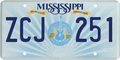 MS license plate ZCJ251