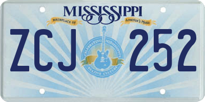 MS license plate ZCJ252