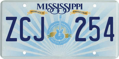 MS license plate ZCJ254