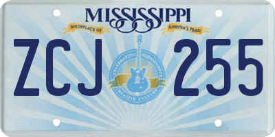 MS license plate ZCJ255
