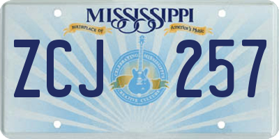 MS license plate ZCJ257