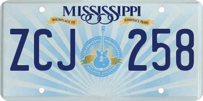 MS license plate ZCJ258