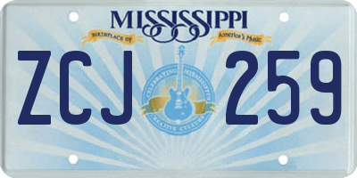 MS license plate ZCJ259