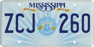 MS license plate ZCJ260
