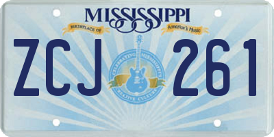 MS license plate ZCJ261