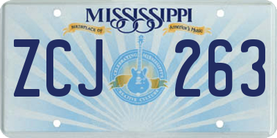 MS license plate ZCJ263
