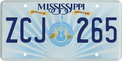 MS license plate ZCJ265