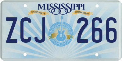 MS license plate ZCJ266