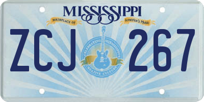 MS license plate ZCJ267