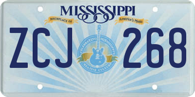 MS license plate ZCJ268