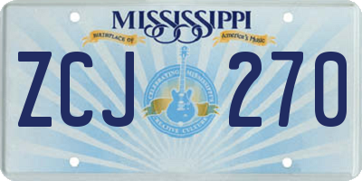 MS license plate ZCJ270