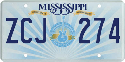 MS license plate ZCJ274
