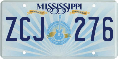MS license plate ZCJ276