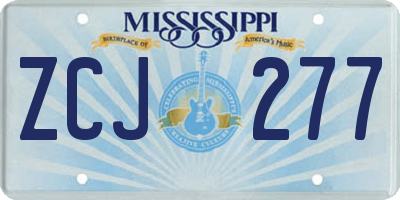 MS license plate ZCJ277