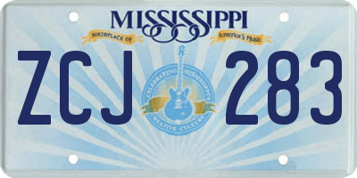 MS license plate ZCJ283