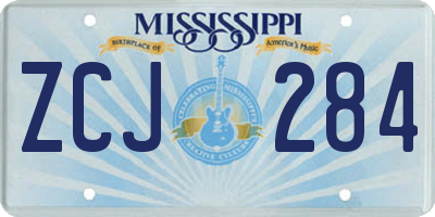 MS license plate ZCJ284