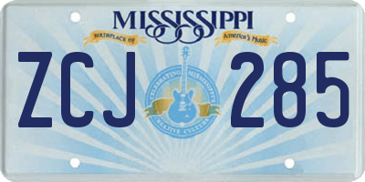 MS license plate ZCJ285
