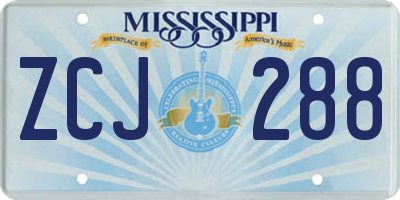 MS license plate ZCJ288