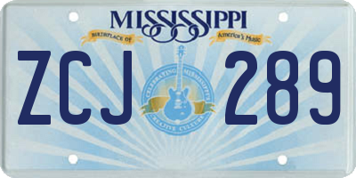 MS license plate ZCJ289
