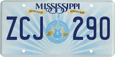 MS license plate ZCJ290