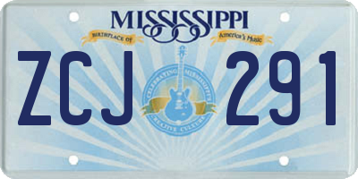 MS license plate ZCJ291