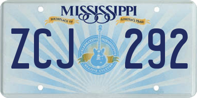 MS license plate ZCJ292