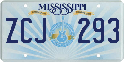 MS license plate ZCJ293