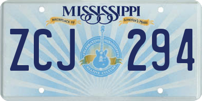 MS license plate ZCJ294